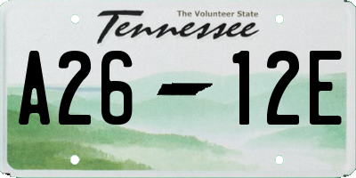 TN license plate A2612E