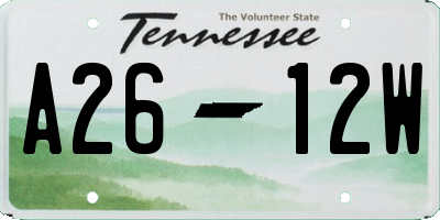 TN license plate A2612W