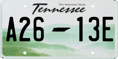 TN license plate A2613E