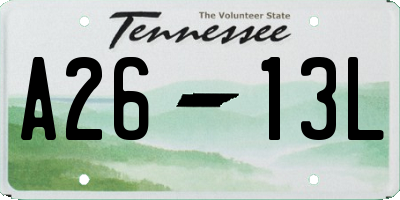 TN license plate A2613L