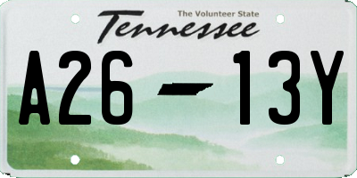 TN license plate A2613Y