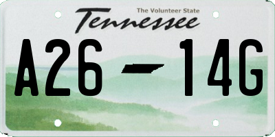 TN license plate A2614G