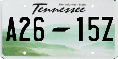 TN license plate A2615Z