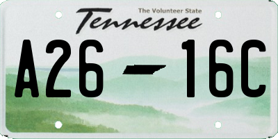 TN license plate A2616C