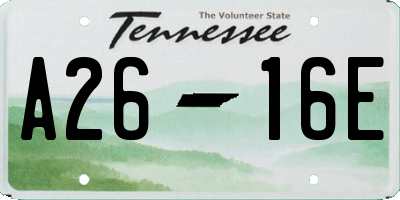 TN license plate A2616E