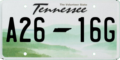 TN license plate A2616G