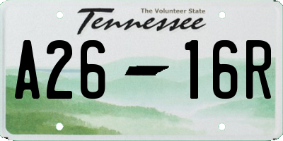 TN license plate A2616R