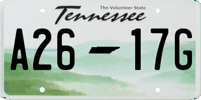 TN license plate A2617G