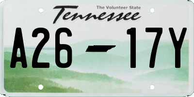TN license plate A2617Y