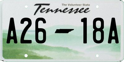 TN license plate A2618A