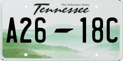 TN license plate A2618C