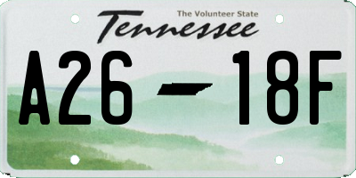 TN license plate A2618F