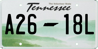 TN license plate A2618L