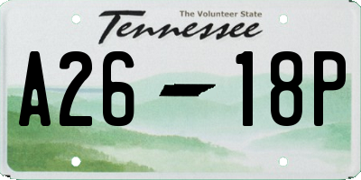TN license plate A2618P