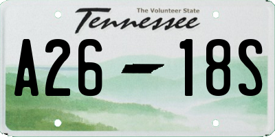 TN license plate A2618S