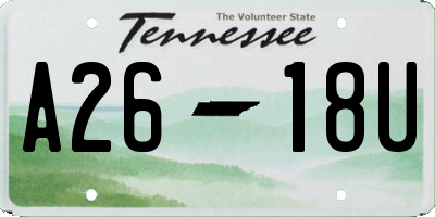 TN license plate A2618U