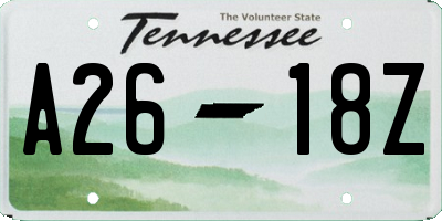 TN license plate A2618Z