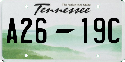 TN license plate A2619C