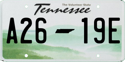TN license plate A2619E