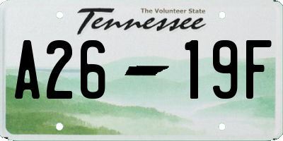 TN license plate A2619F