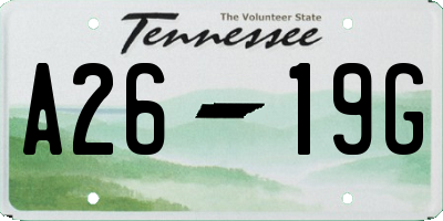 TN license plate A2619G