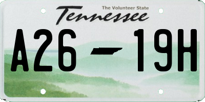 TN license plate A2619H