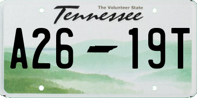 TN license plate A2619T