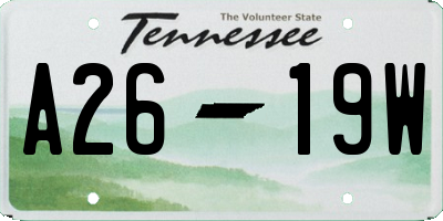TN license plate A2619W