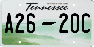 TN license plate A2620C