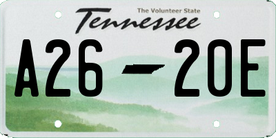 TN license plate A2620E