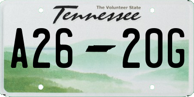 TN license plate A2620G