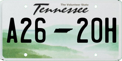 TN license plate A2620H
