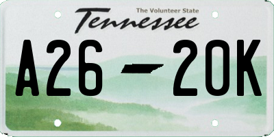 TN license plate A2620K
