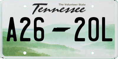 TN license plate A2620L