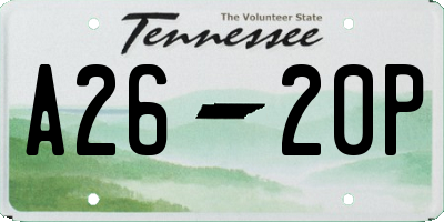 TN license plate A2620P
