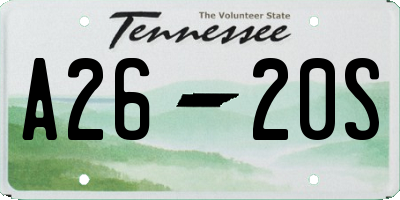 TN license plate A2620S