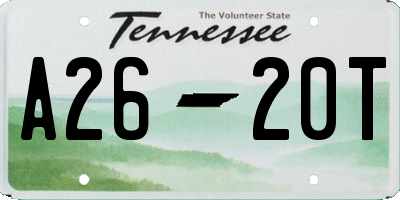 TN license plate A2620T