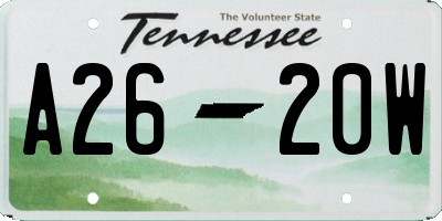 TN license plate A2620W