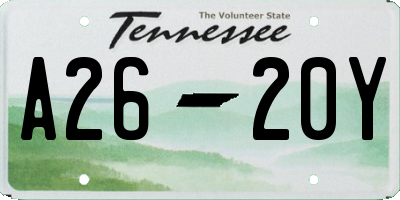 TN license plate A2620Y