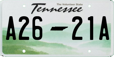 TN license plate A2621A