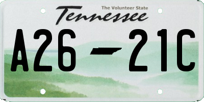 TN license plate A2621C
