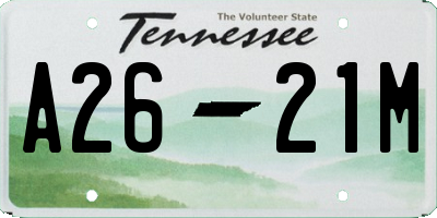 TN license plate A2621M