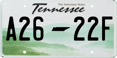 TN license plate A2622F