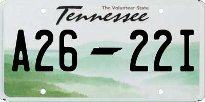 TN license plate A2622I
