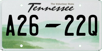 TN license plate A2622Q