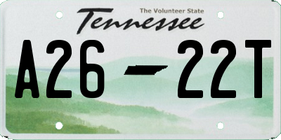 TN license plate A2622T