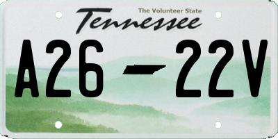 TN license plate A2622V