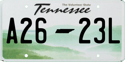 TN license plate A2623L