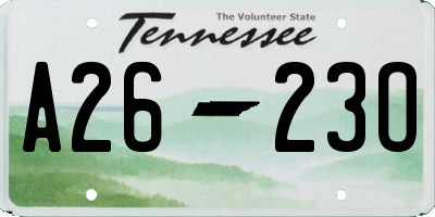 TN license plate A2623O