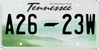 TN license plate A2623W
